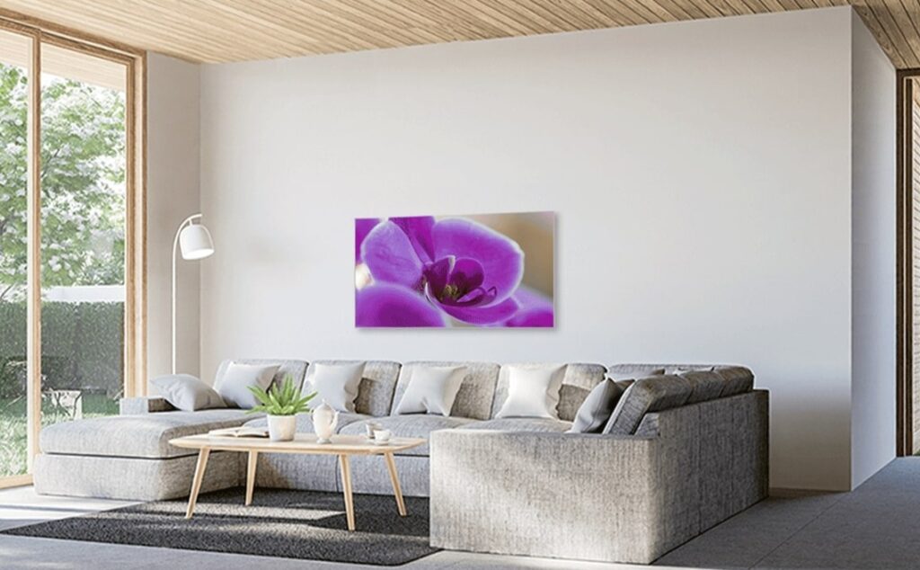 Infrarotheizung Bild über Couch im Wohnzimmer
